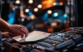 Sound-engineer-working-at-console