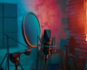 Microphone-on-stand-ready-to-make-a-recording