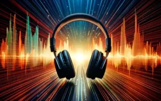 Soundwaves-surrounding-pair-of-headphones